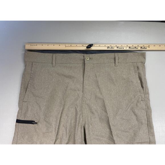 Burnside Shorts Mens 40 Beige Khaki Chino Flat Front Zip Pocket Stretch (42x10) - Picture 6 of 14
